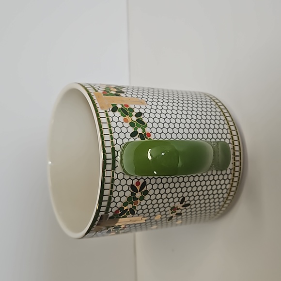 Anthropologie Limited Edition Festive bistro tile monogram mug initial F - Picture 3 of 8